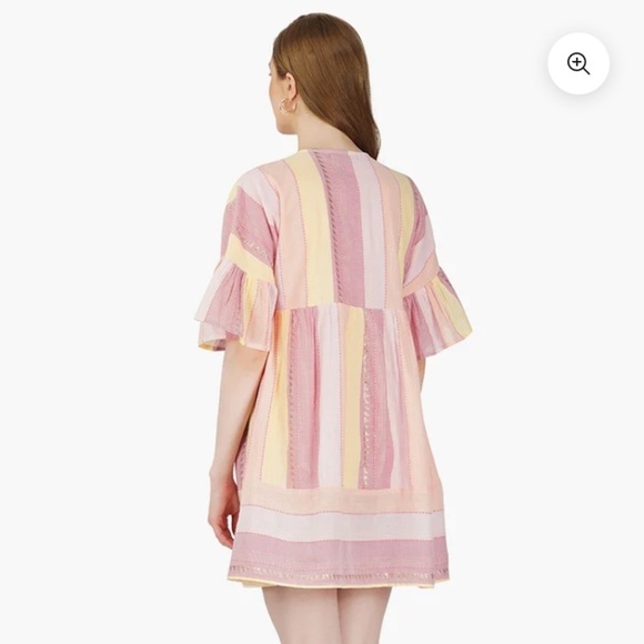 AMERICA & BEYOND NOAH STRIPE TUNIC DRESS Rainbow Stripe Cover UP size L shimmer - Picture 4 of 14